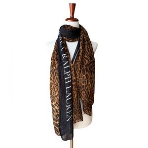 Ralph Lauren Black and Brown Animal Print Scarf
